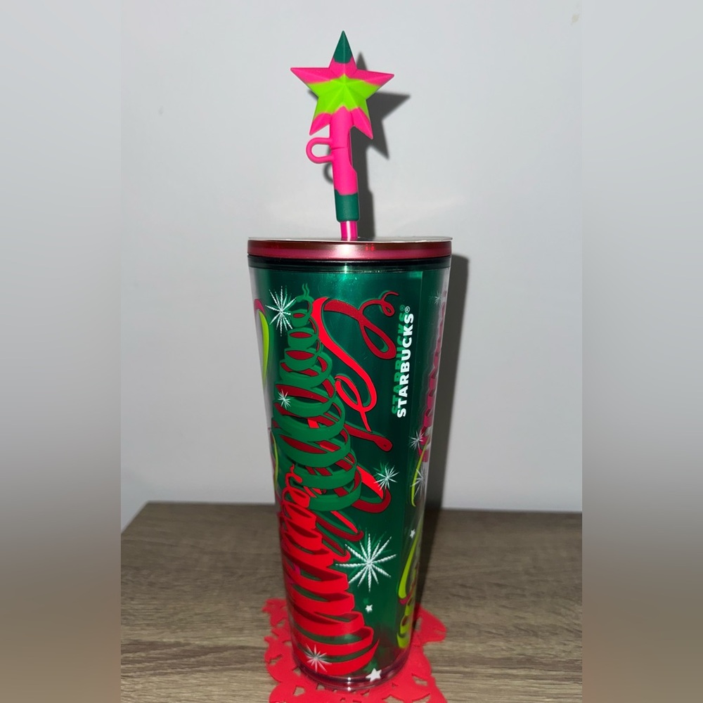🌲 NEW Starbucks Limited Edition Holiday Tumbler w/Silicone Straw Topper SOLD OUT - Picture 4 of 15